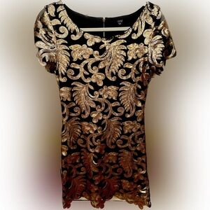 Gold sequin mini dress